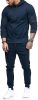 Men's 2 Pieces Tracksuits Running Jogging Athletic Casual Outfits Suit Solid Full Zip Sports Hooded Pants Sweatsuits - S - navy