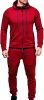 Men's 2 Pieces Tracksuits Running Jogging Athletic Casual Outfits Suit Solid Full Zip Sports Hooded Pants Sweatsuits - S - red