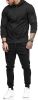 Men's 2 Pieces Tracksuits Running Jogging Athletic Casual Outfits Suit Solid Full Zip Sports Hooded Pants Sweatsuits - S - black1