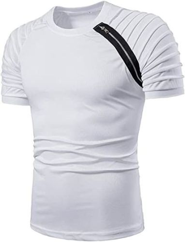 Men's Casual Shirt Short Sleeve Crewneck T Shirt Athletic Running Sport Gym Mens T Shirts - XL - white