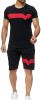 Men's Splicing 2 Piece Tracksuits Casual Short Sleeve Shirts and Shorts Suits - XL - black