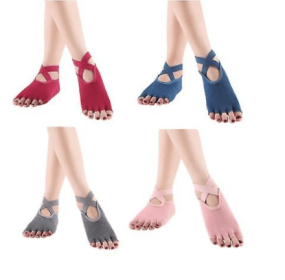 Women's Toe Socks With Grips, Non-slip Five Toe Socks For Yoga,pilates, Barre, Ballet, Fitness - colorful