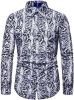 Men's Fashion Leopard Shirts Slim Fit Stand Collar Single Breasted Shirts Casual Long - Bwcs white03-S