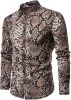 Men's Fashion Leopard Shirts Slim Fit Stand Collar Single Breasted Shirts Casual Long - Bwcs yellow02-XL