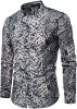 Men's Fashion Leopard Shirts Slim Fit Stand Collar Single Breasted Shirts Casual Long - Bwcs white02-XXL