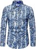 Men's Fashion Leopard Shirts Slim Fit Stand Collar Single Breasted Shirts Casual Long - Bwcs blue-L
