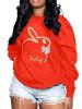 Plus Size Embroidery O Neck Long Sleeve Sweatshirts Top - S - red