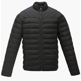 Men's Lightweight Winter Down Cotton Jackets Casual Puffer Jackets Black Coats - XL