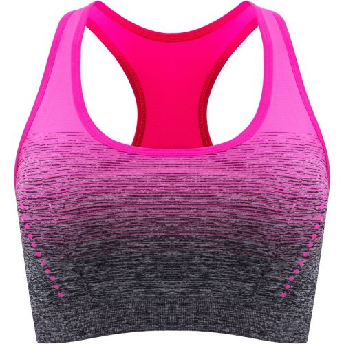 1pc/2pcs/3pcsMedium Support Two Tone Racer Back Sports Bra, Fitness Workout Running Yoga Bra - Rose Red - S(4)