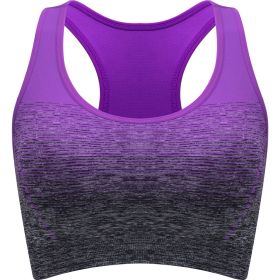 1pc/2pcs/3pcsMedium Support Two Tone Racer Back Sports Bra, Fitness Workout Running Yoga Bra - Purple - S(4)