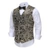 Mens Jacquard Paisley Vest, Casual Business Slim Fit Suit Vest - L