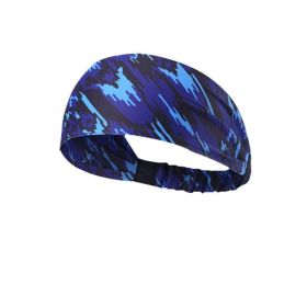 Camo Pattern Sports Stretchy Headbands; Knotted Sweat Absorption Fitness Running Yoga Headbands - Blue