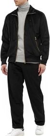 Mens 2 Pieces Velour Tracksuits Full Zip Stripe Casual Jogging Outfits Jacket & Pants Fitness Tracksuit Sets - 3XL - black