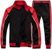 Women's 2 Pieces Tracksuits Casual Running Jogging Athletic Casual Outfits Full Zip Suit Gym Sports Sweatsuits - S - black
