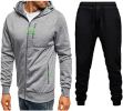 Mens 2 Piece Tracksuit Zipper Cardigan Hoodie Pants Sport Suit Running Jogging Athletic Casual Tracksuit Set - XXL - light grey1