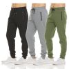 Mens 3 Pack Fleece Active Athletic Workout Jogger Sweatpants - 3pcs black gray green - XL