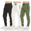 Mens 3 Pack Fleece Active Athletic Workout Jogger Sweatpants - 3pcs black white green - XL