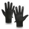 Cycling gloves fleece warm mountaineering skiing non-slip touch screen reflective gloves - Black - 24cm