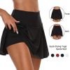 Tennis for Women Dance Fitness Solid Sports Skirts Female Tennis Running Skort Active Athletic Yoga Fitness Skirt Short - Black - XL