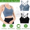 3Packs Women Cross Back Sport Bras Padded Strappy Medium Support Bras - Black+White+Blue - XL