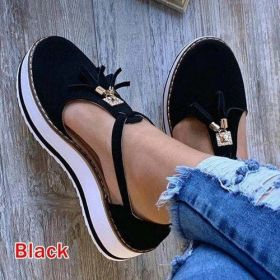 Women's Vulcanized Shoes 2023 Summer Ladies Increased Shoes Lace up - Black - 43