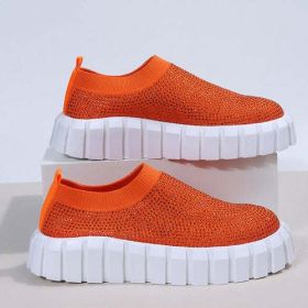 Bling Bling Female Mesh Platform Vulcanized Shoes - Orange - 10