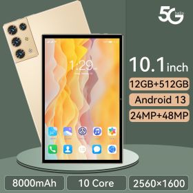 2023 New 5G Tablet PC, S30pro, 10.1 inch, 512GB large flash memory, Android Tablets, Dual Cards,  8000mAh Laptops, wifi GPS - gold - 512GB