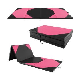 10' x 4' x 2" Folding Exercise Mat with Hook and Loop Fasteners - Black & Pink