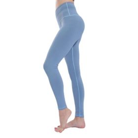 Women's High Waist Leggings Yoga Sport Pants - Light Blue - M