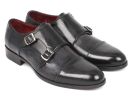 Paul Parkman Men's Cap-Toe Double Monkstraps Gray & Black - -----