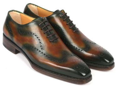 Paul Parkman Goodyear Welted Men's Brown & Green Oxford Shoes - EU 42 - US 9 / 9.5