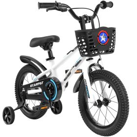 Kids Bike 16 inch for Boys & Girls with Training Wheels, Freestyle Kids' Bicycle with Bell,Basket and fender. - as Pic