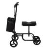 Folding Knee Scooter, Steerable Leg Walker with Bag and Dual Braking System, Crutch Alternative for Foot Injuries Ankles Surgery, Black - as Pic