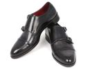 Paul Parkman Men's Cap-Toe Double Monkstraps Gray & Black - -----