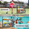 Sports Equipment Organizer, Basketball Storage Rack, Sports Organizer Cart with Basket and Hooks - Black