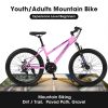 S24103 24 inch Mountain Bike for Teenagers Girls Women, Shimano 21 Speeds with Dual Disc Brakes and 100mm Front Suspension, White/Pink - as Pic