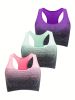 1pc/2pcs/3pcsMedium Support Two Tone Racer Back Sports Bra, Fitness Workout Running Yoga Bra - Green - S(4)