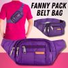 Sport Runner Waist Bum Bag Running Jogging Travel Chest Pouch Zip Fanny Pack New - Purple