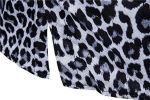 Men's Fashion Leopard Shirts Slim Fit Stand Collar Single Breasted Shirts Casual Long - Bwcs white-M