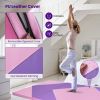 4-Panel PU Leather Folding Exercise Gym Mat with Hook and Loop Fasteners - Pink & Purple
