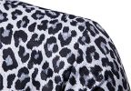 Men's Fashion Leopard Shirts Slim Fit Stand Collar Single Breasted Shirts Casual Long - Bwcs white-L