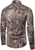 Men's Fashion Leopard Shirts Slim Fit Stand Collar Single Breasted Shirts Casual Long - Bwcs yellow02-XL