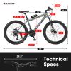 S24102 24 Inch Mountain Bike Boys Girls, Steel Frame, Shimano 21 Speed Mountain Bicycle with Daul Disc Brakes and Front Suspension MTB - as Pic