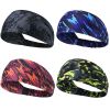 Camo Pattern Sports Stretchy Headbands; Knotted Sweat Absorption Fitness Running Yoga Headbands - Green