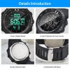 Digital Men Sports Watch Water-Resistant Military Tactical Wrist Watch - Black