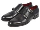 Paul Parkman Men's Cap-Toe Double Monkstraps Gray & Black - -----