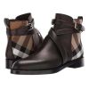 Women Pu Leather Boots Buckle Design Plaid Ankle High Fashion - Auburn - 38