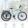Adult Tricycle Bike,7-Speed Mountain Tricycle,26-Inch 3 Wheels,Comfortable Widen Saddle,Rear Integrated Shopping Basket - as Pic