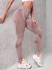 3pcs Seamless Striped Yoga Leggings For Women, High Stretch Slim Fitted Workout Gym Sports Pants, Women's Activewear - Mixed Colour - S(4)