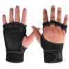 1 Pairs Unisex Weightlifting Training Gloves Fitness Sports Body Building Gymnastics Gym Hand Wrist Palm Protector Gloves - Black - XL